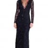 Formal Gowns Aidan Mattox - MD1E201413 Long Sleeve Illusion Plunge Cutout Gown