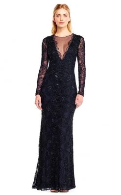 Formal Gowns Aidan Mattox - MD1E201413 Long Sleeve Illusion Plunge Cutout Gown