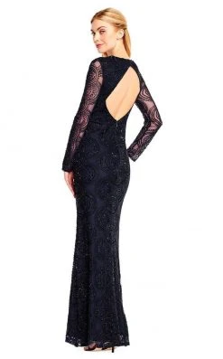 Formal Gowns Aidan Mattox - MD1E201413 Long Sleeve Illusion Plunge Cutout Gown