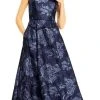 Aidan Mattox - MD1E201452 Sleeveless Floral Jacquard Ballgown Formal Gowns
