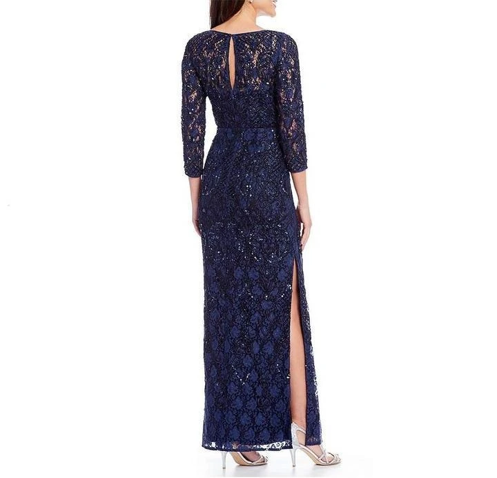 Formal Gowns Aidan Mattox - MD1E201905 Lace Embroidered Bateau Column Dress 3 Formal Gowns Aidan Mattox - MD1E201905 Lace Embroidered Bateau Column Dress