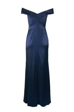 Formal Gowns Aidan Mattox - MD1E202005 Pleated Off-Shoulder Satin Trumpet Dress