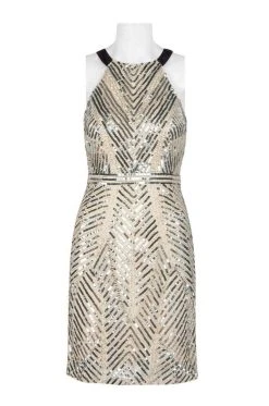 Aidan Mattox - MD1E202401 Bedazzled Halter Cocktail Dress 9 Aidan Mattox - MD1E202401 Bedazzled Halter Cocktail Dress