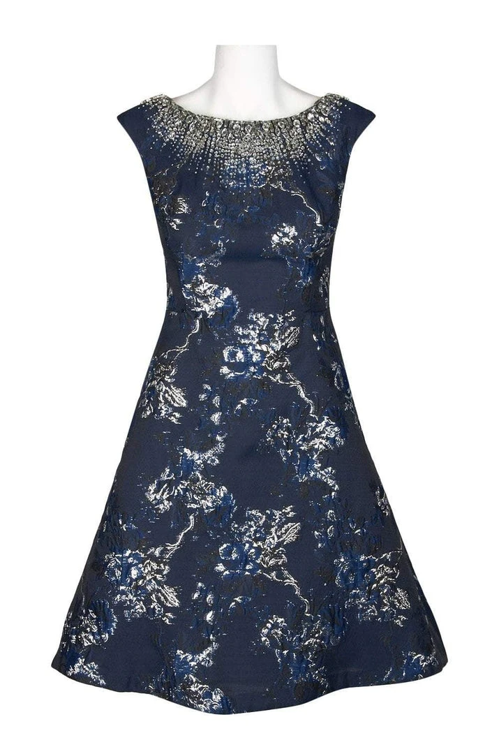 Aidan Mattox - MD1E202430 Embellished Bateau Jacquard A-line Dress 6 Aidan Mattox - MD1E202430 Embellished Bateau Jacquard A-line Dress