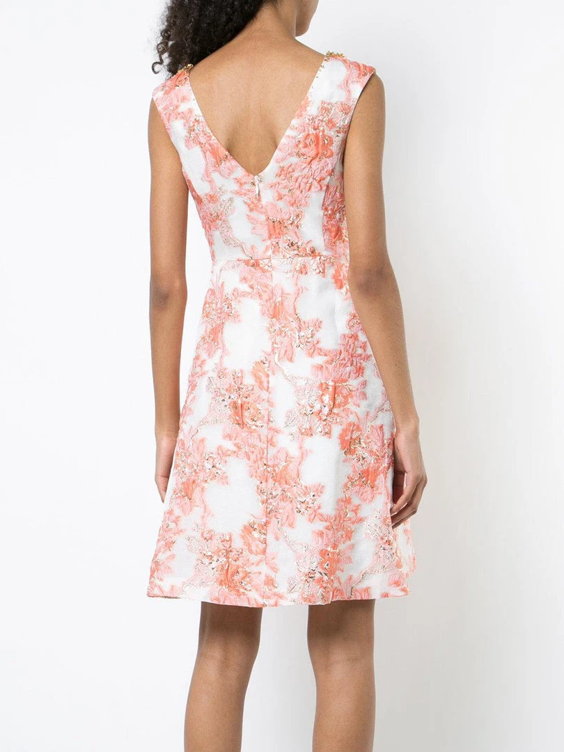 Aidan Mattox - MD1E202430 Embellished Bateau Jacquard A-line Dress 4 Aidan Mattox - MD1E202430 Embellished Bateau Jacquard A-line Dress