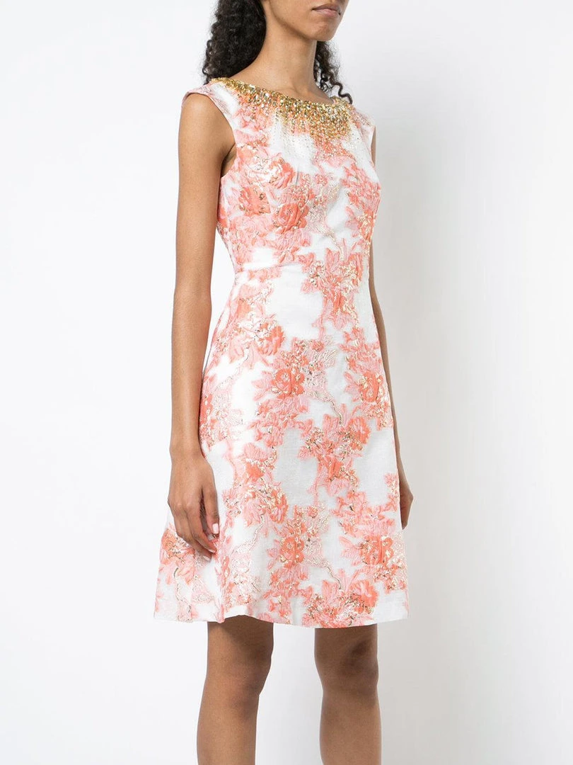 Aidan Mattox - MD1E202430 Embellished Bateau Jacquard A-line Dress 5 Aidan Mattox - MD1E202430 Embellished Bateau Jacquard A-line Dress