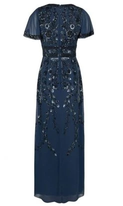 Aidan Mattox - MD1E202729 Flutter Sleeve Embellished Chiffon Dress