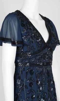 Aidan Mattox - MD1E202729 Flutter Sleeve Embellished Chiffon Dress