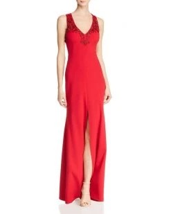 Formal Gowns Aidan Mattox - MD1E202834 Embellished Halter V-neck Trumpet Dress