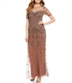 Formal Gowns Aidan Mattox - MD1E202875 Embellished Illusion Jewel Sheath Dress