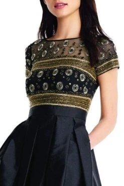 Formal Gowns Aidan Mattox - MD1E203083 Illusion Beaded Bodice Taffeta Ballgown