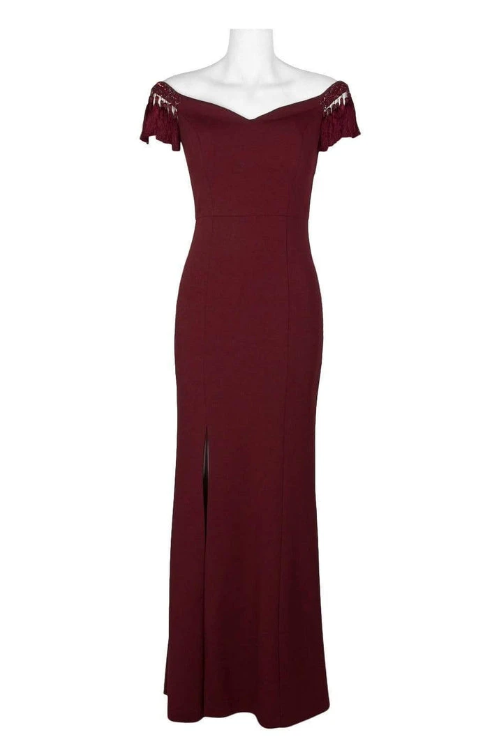 Aidan Mattox - MD1E203104 Off-Shoulder Tassel Sleeves Evening Gown 5 Aidan Mattox - MD1E203104 Off-Shoulder Tassel Sleeves Evening Gown