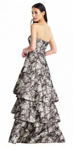 Aidan Mattox - MD1E203108 Strapless Tiered Hem Long A-line Gown Formal Gowns