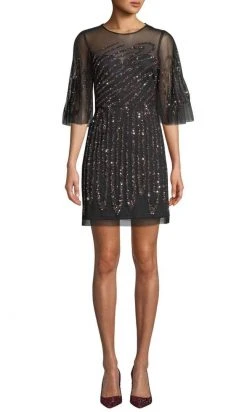 Aidan Mattox - MD1E203114 Illusion Flutter Sleeve Cocktail Dress Cocktail Dresses