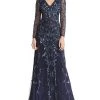 Formal Gowns Aidan Mattox - MD1E203314 Embellished Sheer Long Sleeves A-line Dress
