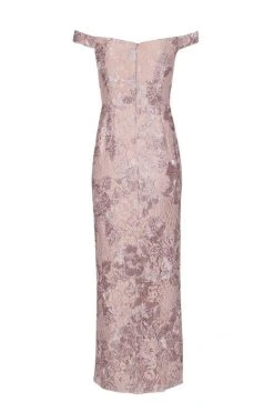 Aidan Mattox - MD1E203451 Embroidered Lace Off-Shoulder Column Dress Formal Gowns