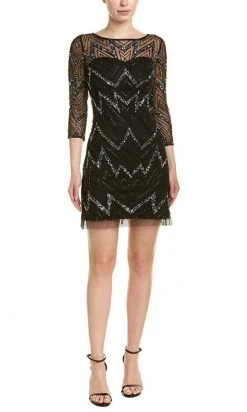 Aidan Mattox - MD1E203483 Sequin Illusion Sheath Dress Cocktail Dresses