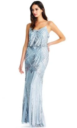 Formal Gowns Aidan Mattox - MD1E203800 Embellished V Neck Blouson Dress