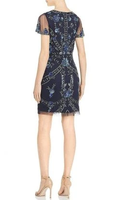 Aidan Mattox - MD1E204369 Short Sleeve Embellished Short Dress Cocktail Dresses