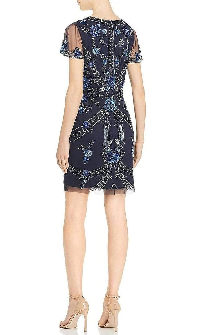 Aidan Mattox - MD1E204369 Short Sleeve Embellished Short Dress Cocktail Dresses 4 Aidan Mattox - MD1E204369 Short Sleeve Embellished Short Dress Cocktail Dresses
