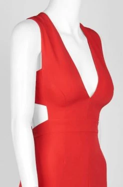 Formal Gowns Aidan Mattox - MN1E200908 Plunging V-neck Crepe Sheath Dress