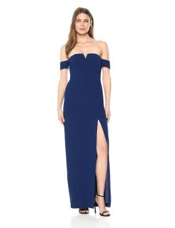 Formal Gowns Aidan Mattox - MN1E201813 Off-Shoulder Solid Crepe Column Dress