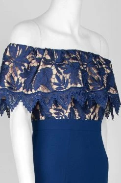 Formal Gowns Aidan Mattox - MN1E202072 Floral Lace Off-Shoulder Sheath Dress