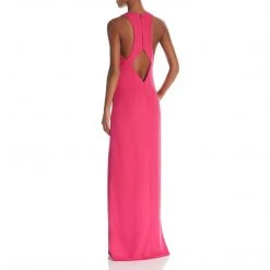 Aidan Mattox - MN1E202458 Sleeveless V-Neck Plain Slit Colum Gown Formal Gowns
