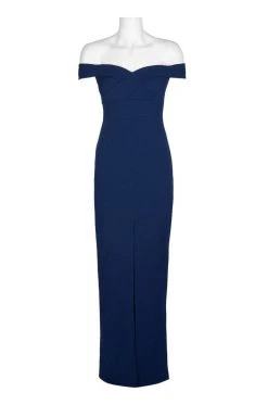 Formal Gowns Aidan Mattox - MN1E202585 Off-Shoulder Scuba Crepe Long Sheath Dress