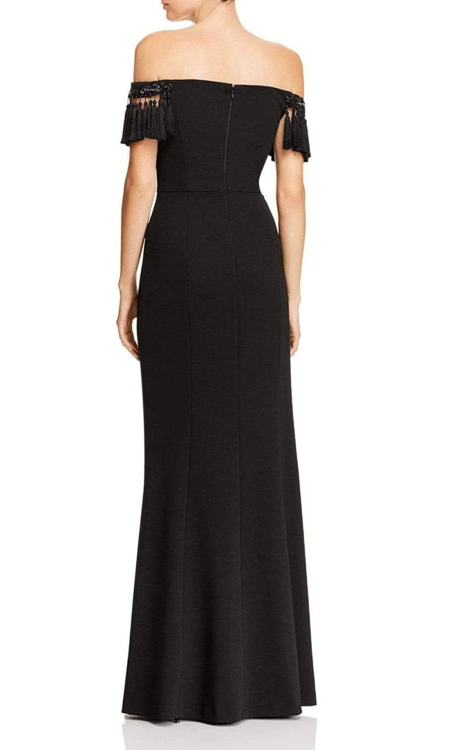 Formal Gowns Aidan Mattox - Off-Shoulder Tassel Sleeves Evening Gown MD1E203104 - 1 Pc Black In Size 14 Available 4 Formal Gowns Aidan Mattox - Off-Shoulder Tassel Sleeves Evening Gown MD1E203104 - 1 Pc Black In Size 14 Available