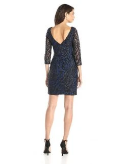 Aidan Mattox - Sequined Bateau Neck Column Dress 151A10450