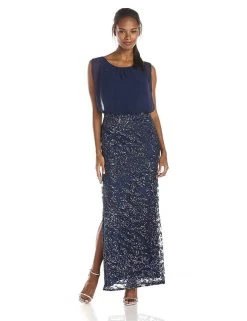 Formal Gowns Aidan Mattox - Sequined Bateau Neck Mesh Dress 151A10470