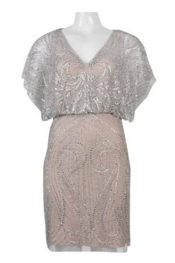 Cocktail Dresses Aidan Mattox - Sequined Blouson Short Dress MD1E200692