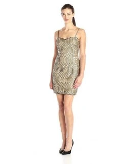 Cocktail Dresses Aidan Mattox - Sequined Semi-Sweetheart Sheath Dress 151A95920