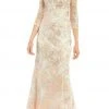 Aidan Mattox - Sheer Embroidered Lace Gown MD1E201009 - 1 Pc BlushMulti In Size 10 Available Formal Gowns