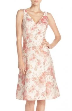 Aidan Mattox Sleeveless V-Neck Floral Cocktail Dress MD1E200066 - 1 Pc Watermelon Multi In Size 6 Available