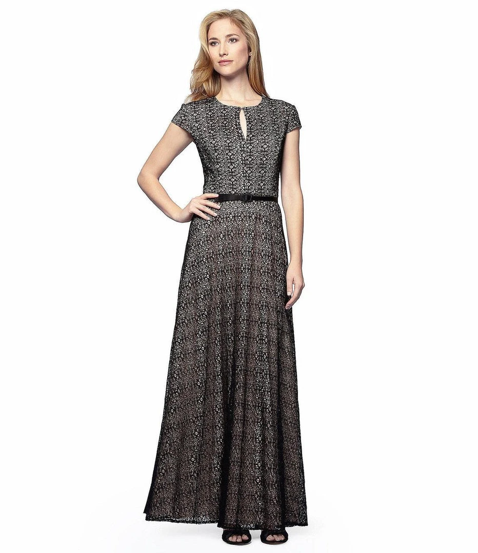 Alex Evenings - 1121243 Jewel Crochet Belt Dress Formal Gowns 3 Alex Evenings - 1121243 Jewel Crochet Belt Dress Formal Gowns