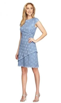 Alex Evenings - 1121809 Floral Side Gathered Lace Dress