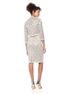 Alex Evenings - 1122090 Allover Lace Sequin Dress With Bolero Cocktail Dresses