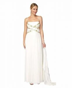 Alex Evenings - 132416 Gilt-Embellished Straight Across Ruched Gown
