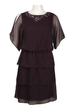 Alex Evenings - 170569 Embellished Bateau Tiered Sheath Dress Cocktail Dresses