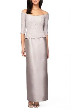 Alex Evenings - 2121259 Quarter Sleeve Lace Off Shoulder Sheath Dress