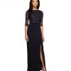 Formal Gowns Alex Evenings - 2121457 Sequined Lace Bateau Evening Dress In Deep Navy 1 Formal Gowns Alex Evenings - 2121457 Sequined Lace Bateau Evening Dress In Deep Navy