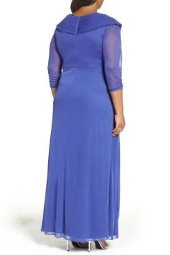 Alex Evenings - 432858 Front Ruched Embellished Quarter Length Sleeve Dress - 1 Pc. Iris In Size 16W Available 12 Alex Evenings - 432858 Front Ruched Embellished Quarter Length Sleeve Dress - 1 Pc. Iris In Size 16W Available