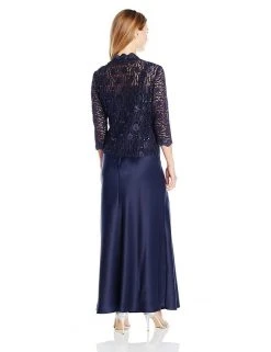 Alex Evenings - 81122152 Lace Bodice Long A-Line Dress With Jacket Formal Gowns