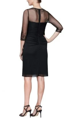 Alex Evenings - 8132918 Beaded Illusion Quarter Sleeve Draped Dress