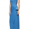 Formal Gowns Alex Evenings - Draped Brooch Ornate Dress 134200 - 1 Pc Sky Blue In Size 8 Available