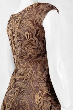 Alex Evenings - Floral Embroidered Cap Sleeve Bateau A-line Dress - 1 Pc. Black Copper In Size 6 Available Cocktail Dresses