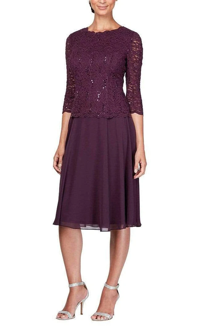 Alex Evenings - Jewel Lace Embellished Two Piece Chiffon Dress 1121796 Cocktail Dresses 3 Alex Evenings - Jewel Lace Embellished Two Piece Chiffon Dress 1121796 Cocktail Dresses