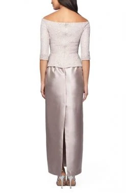 Formal Gowns Alex Evenings - Off Shoulder Lace Bodice Long Dress 2121259